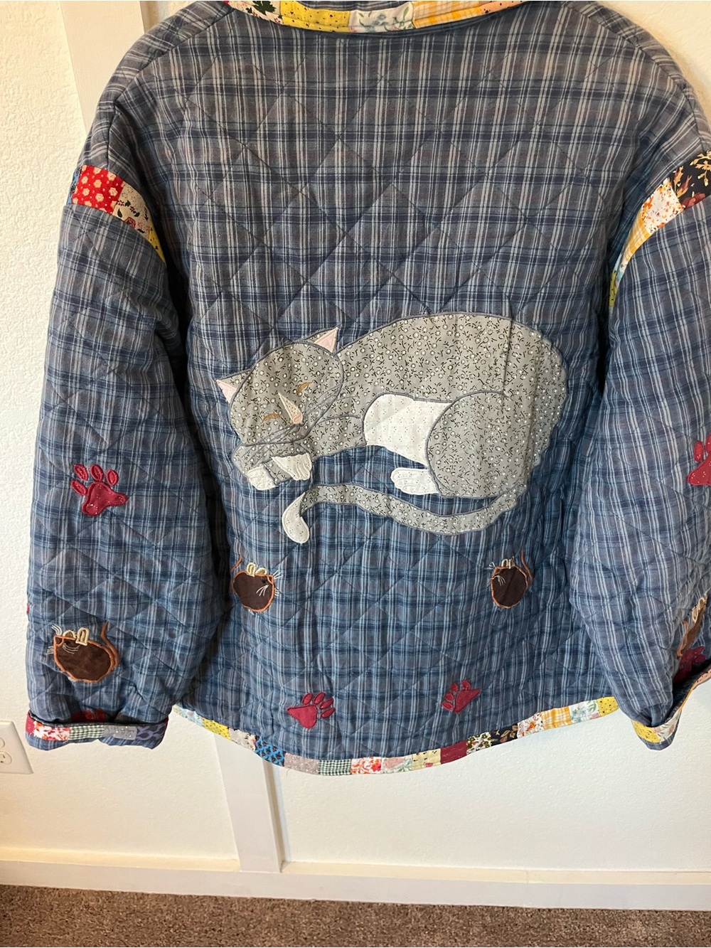 Vintage Patch Magic Group Cat Quilted Coat - Picture 9 of 10